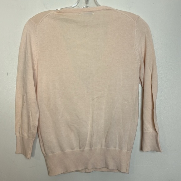 Banana Republic Blush Pink Cotton Deep V Zip Pockets Fine Knit Cardigan - Picture 5 of 6